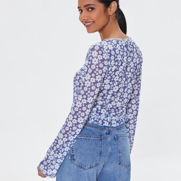 Mesh Floral Print Top - Picture 4 of 5